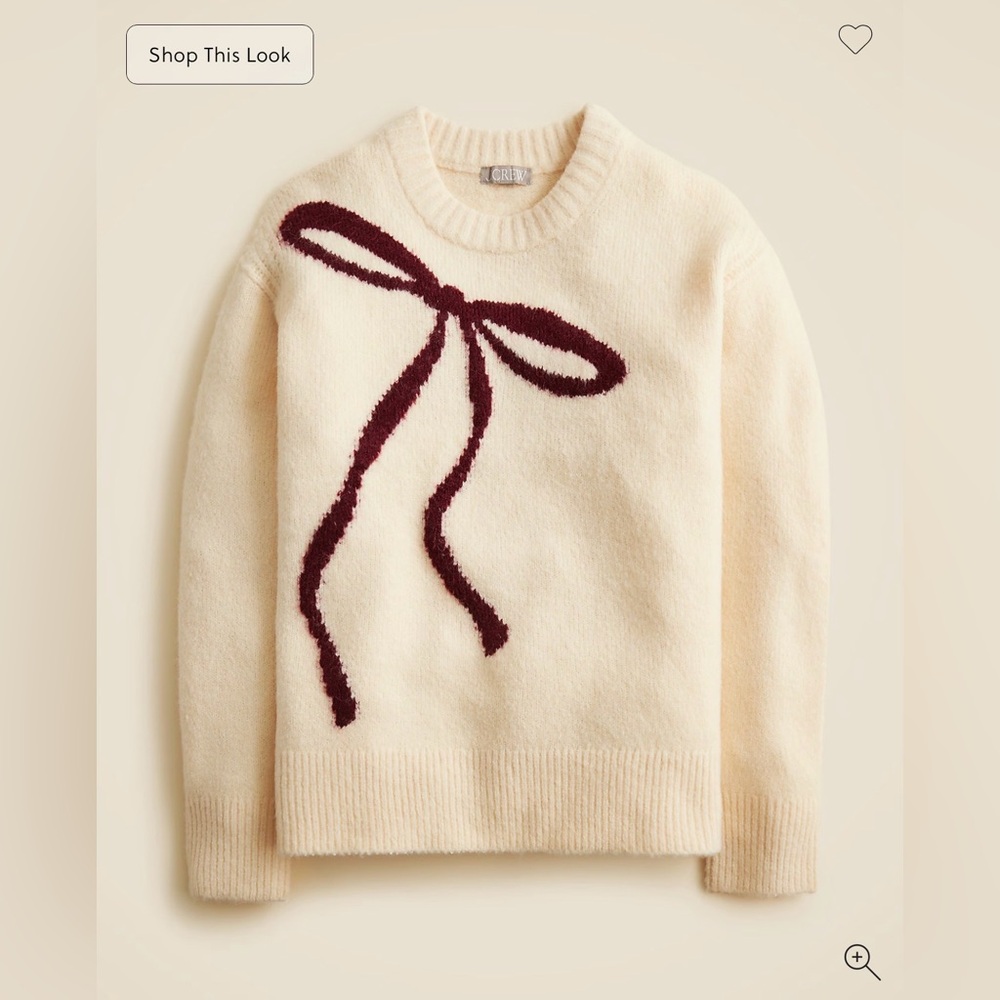 J. Crew Relaxed Crewneck Pullover Sweater Bow Print Wool Alpaca Oversized Sz M - Picture 6 of 13